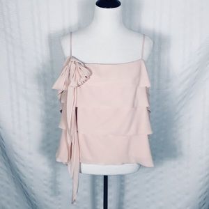 NWT Vince Camuto Blush Romantic Fairycore Pink Tiered Ruffle Top Bow XXL